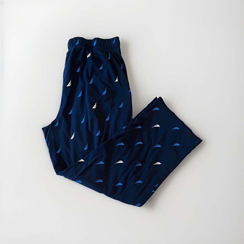 Nautica Sleepwear Women's L Blue Sailboat Knit Drawstring Pajama Pants